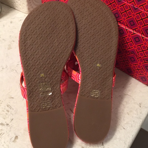 Tory Burch MILLER Vivid Orange/Pink Sandal. Sz 9 - Picture 5 of 8